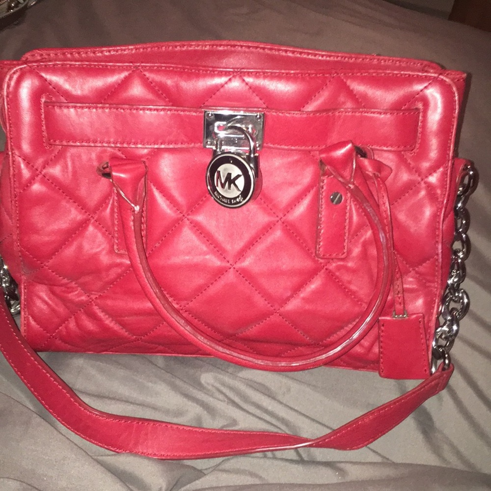 Michael Kors Red Hamilton Leather Tote